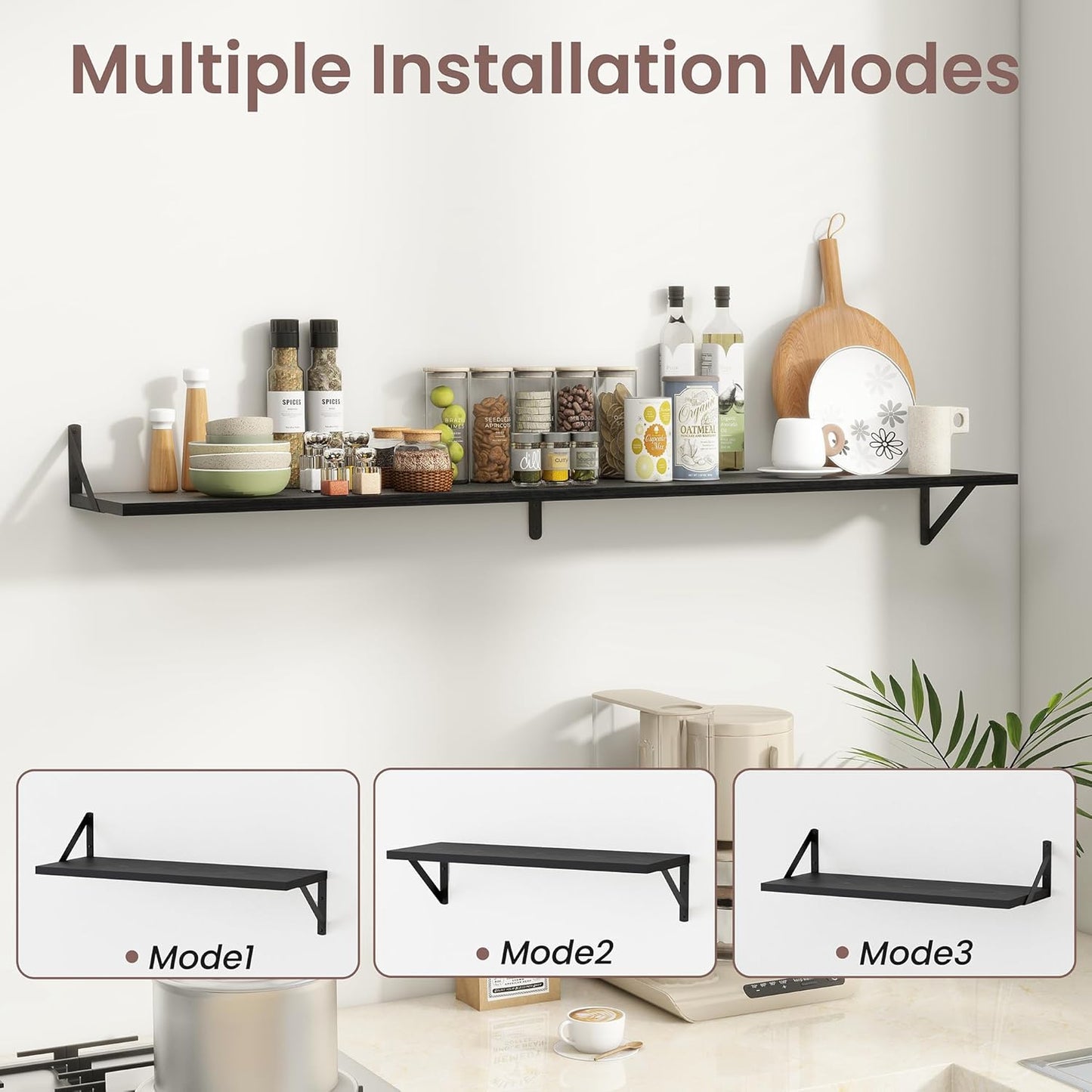 ShelfLoft 8"D Black Floating Shelves with Brackets