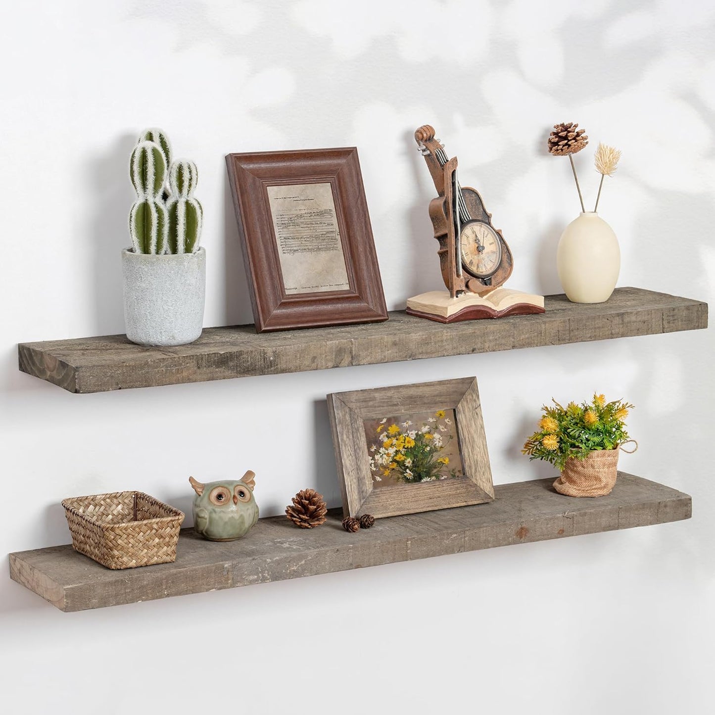 ShelfLoft 8 Inch Deep Rustic Solid Reclaimed Wood Floating Shelves for Wall Storage