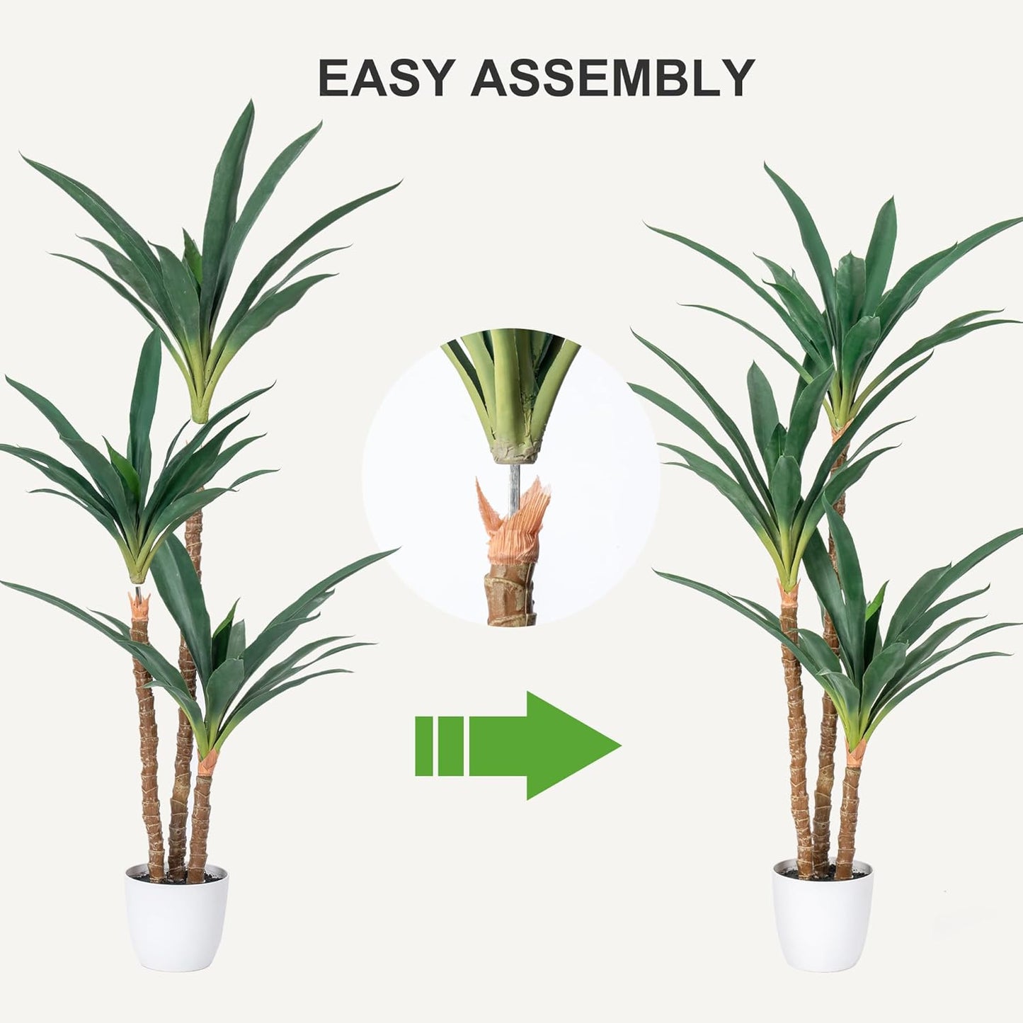 ShelfLoft 4.7ft Faux Agave Tree Artificial Plant with 3 Heads in Plastic Pot for Indoor/Outdoor Decor