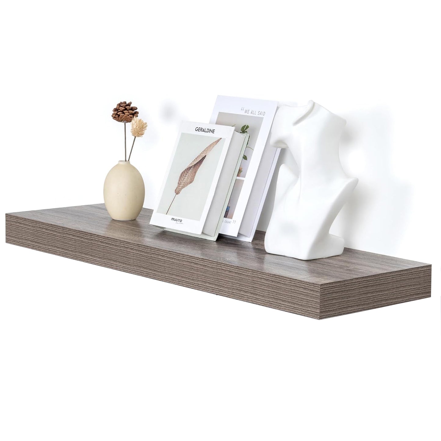 ShelfLoft 11.6"D x 2"H Grey Floating Shelves for Wall Storage