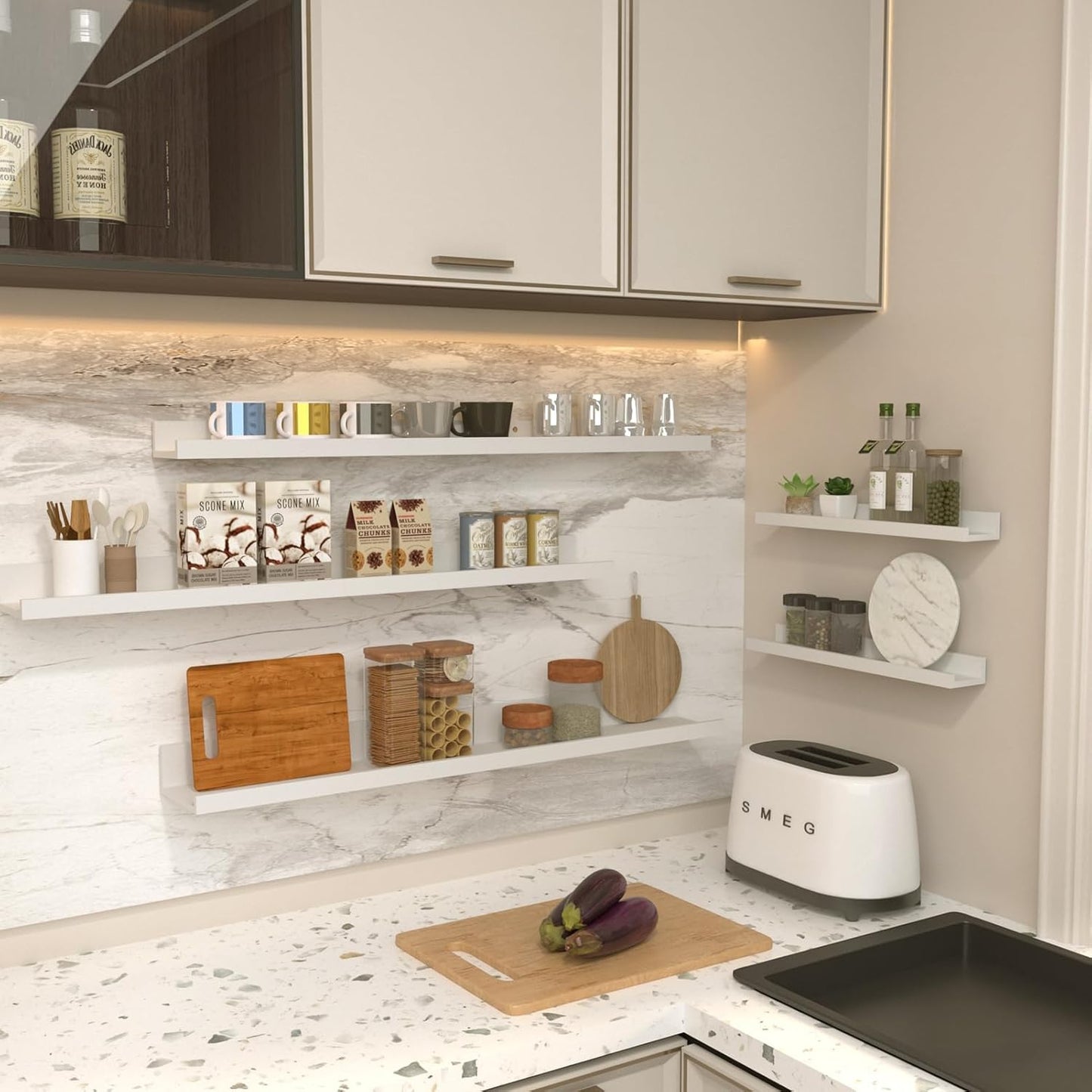 ShelfLoft 5.12 Inch Deep Picture Ledge Shelf Paulownia Wood Wall Floating Shelves with Lip for Nursery Books