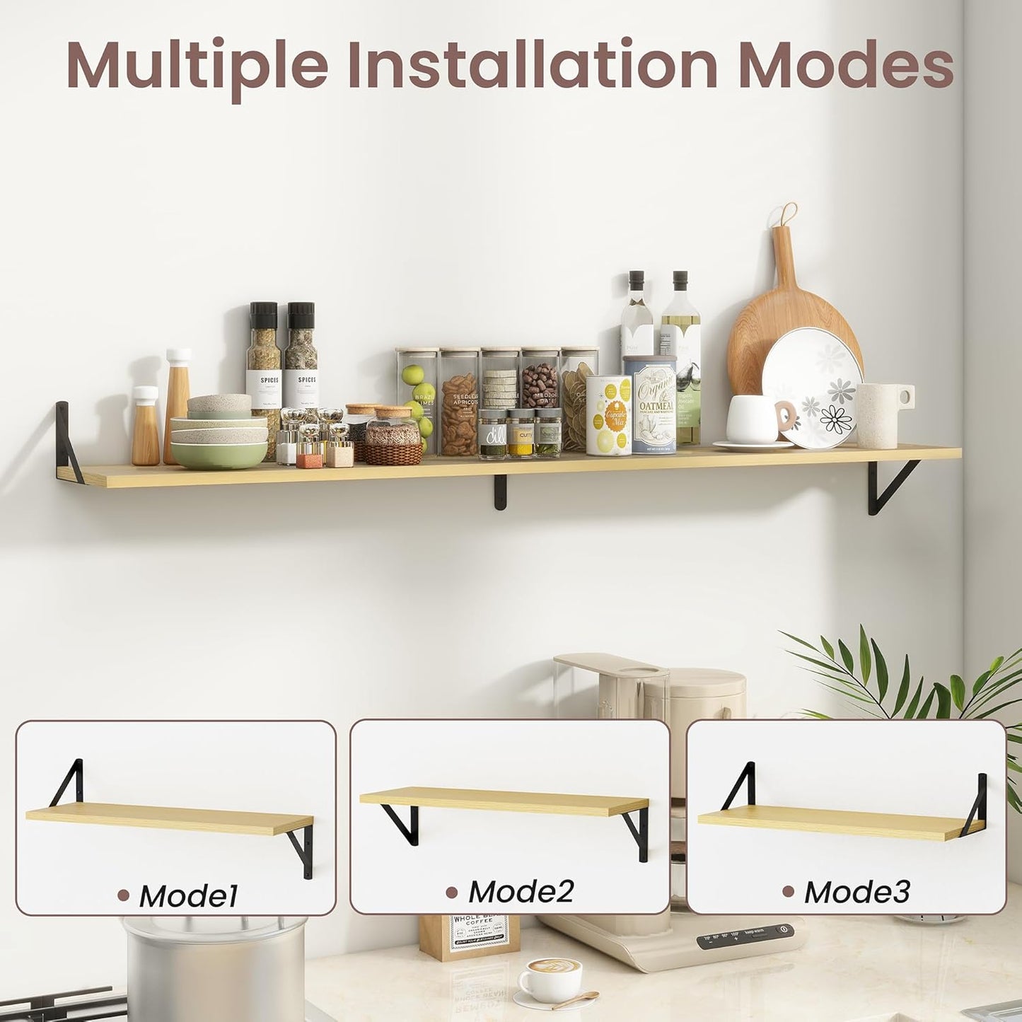 ShelfLoft 8"D Oak Floating Shelves with Brackets