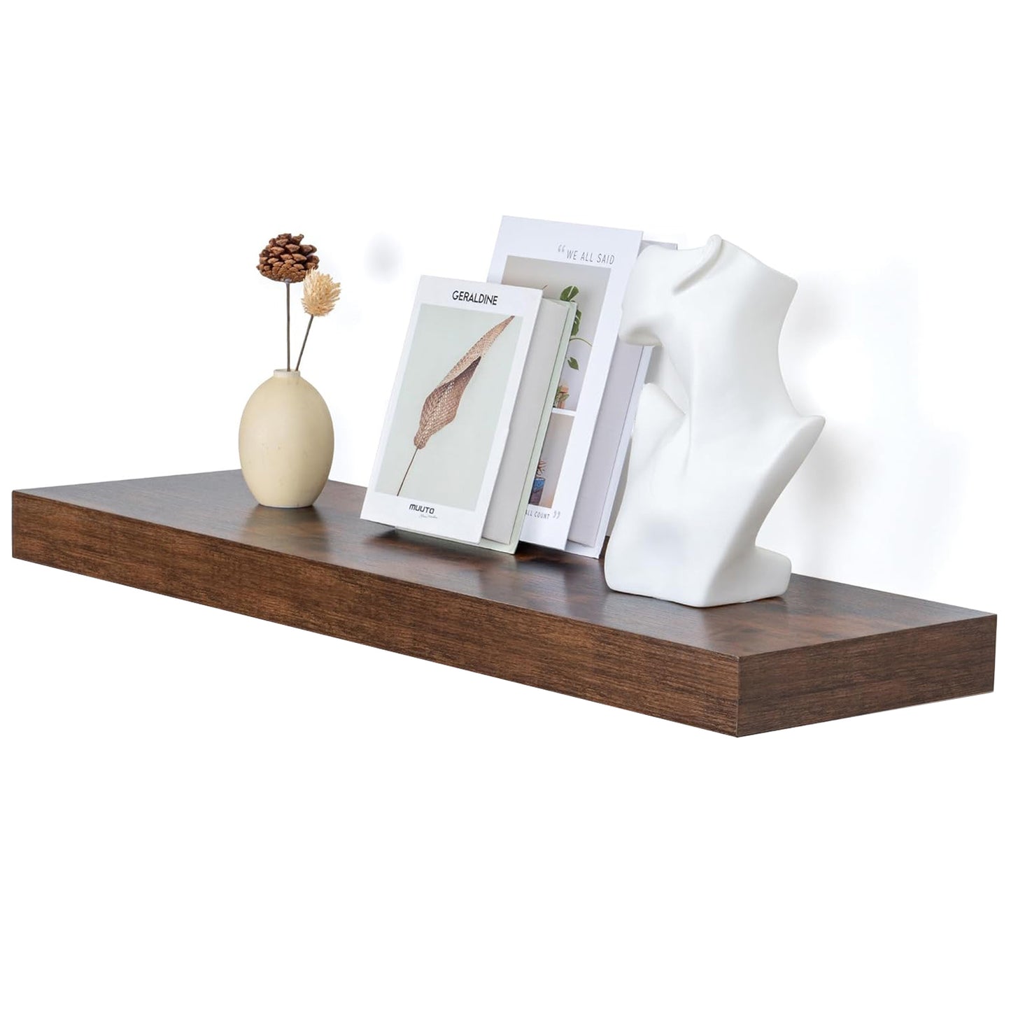 ShelfLoft 48"W x 11.6"D Rustic Brown Floating Shelves Long Wall Display Shelf, 1 Pack