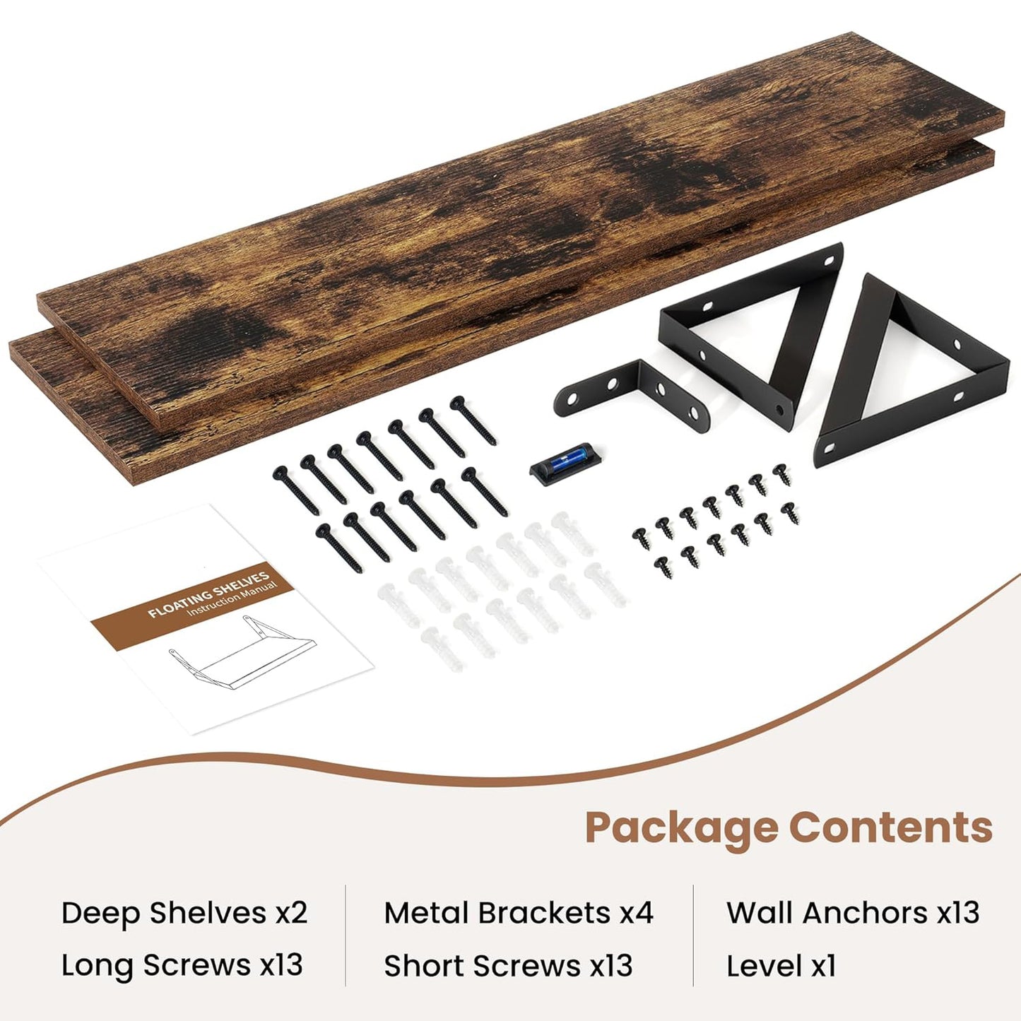 ShelfLoft 39.4" Wide x 8" Deep Wall Mounted Floating Shelves, 2 Pack