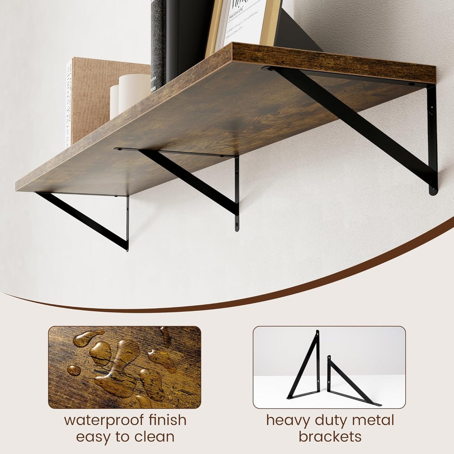 ShelfLoft 55" Wide x 12" Deep Wall Mounted Floating Shelves, 2 Pack