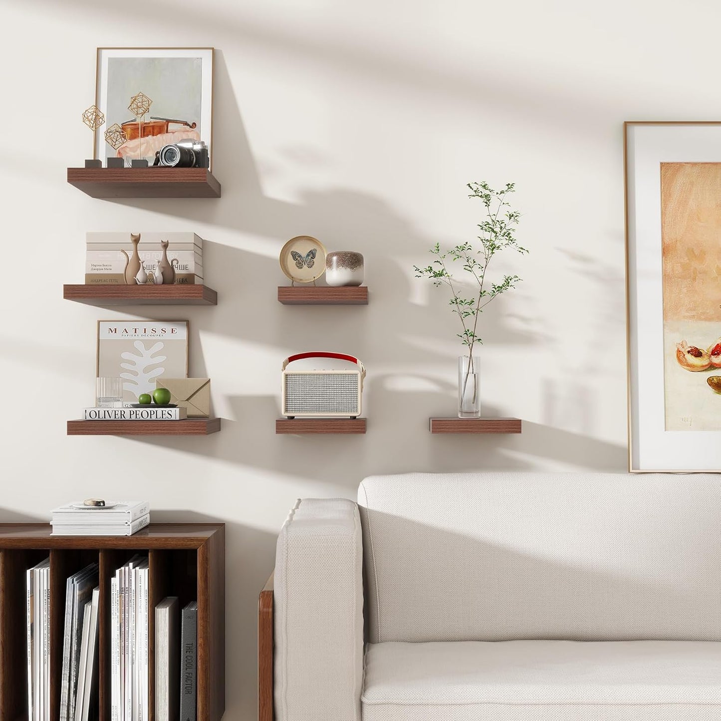 ShelfLoft 12"W x 12"D Walnut Floating Shelves for Wall Storage,3 Pack