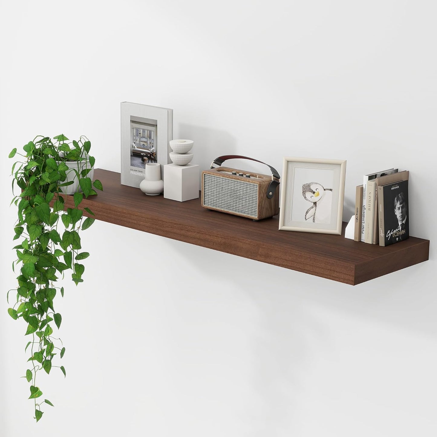 ShelfLoft 9.3 Inch Deep Rustic Farmhouse Fireplace Mantel Paulownia Wood Floating Shelves