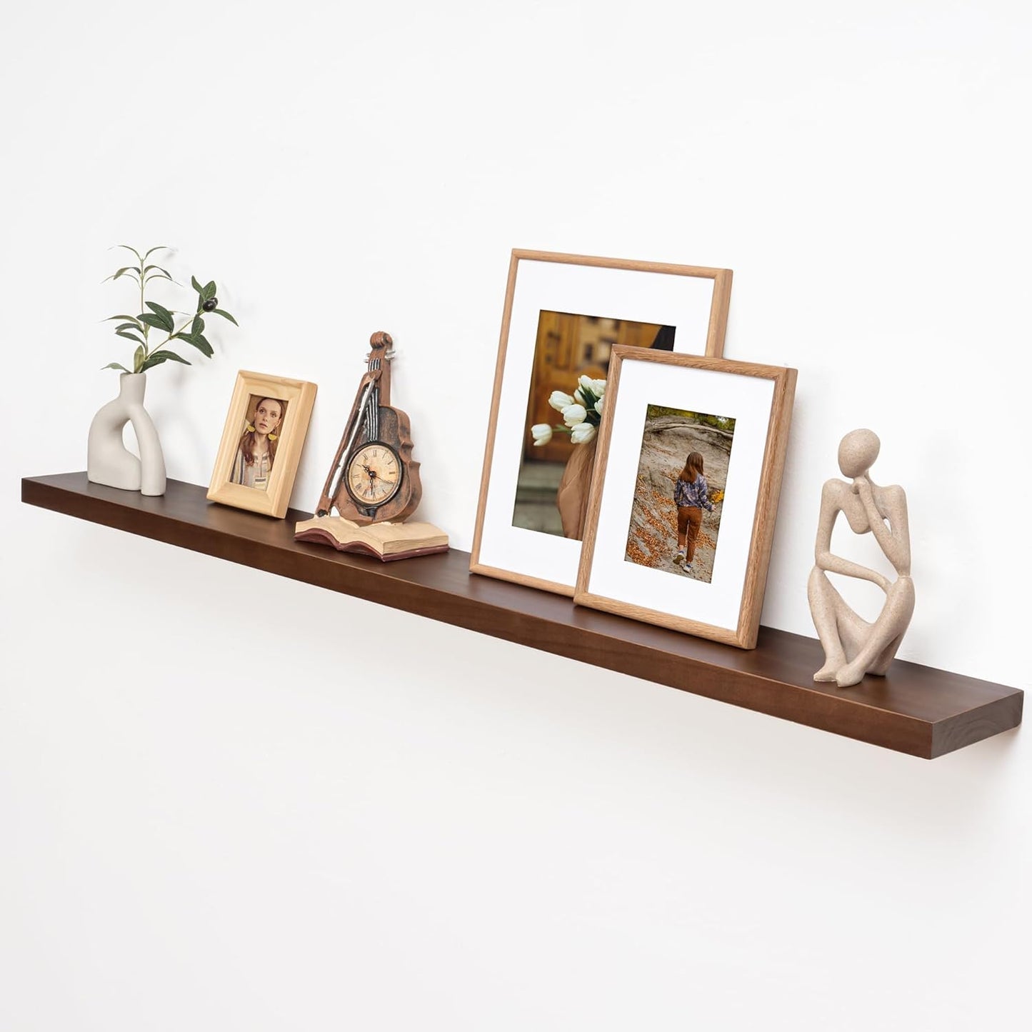 ShelfLoft 7 Inch Deep Pine Wood Floating Shelves,Set of 2