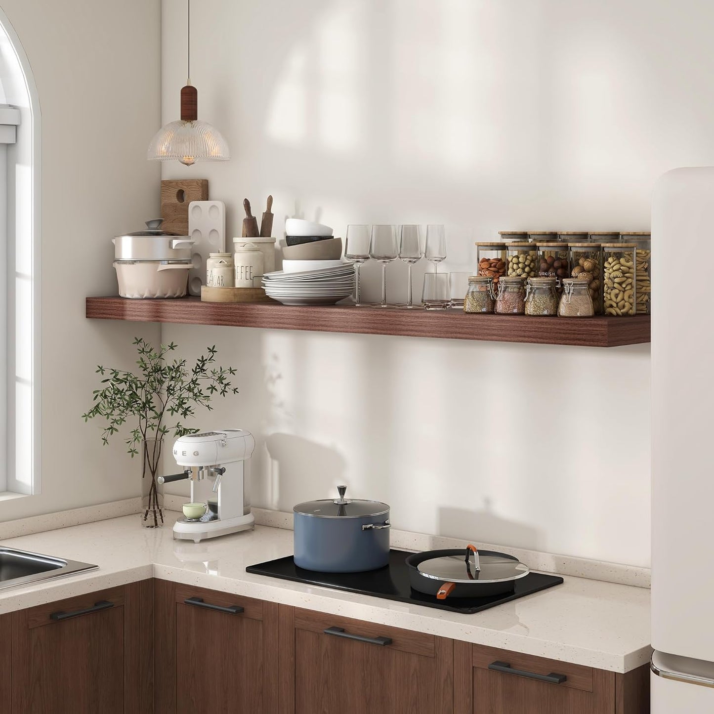 ShelfLoft 72"W x 11.6"D Walnut Floating Shelves Long Wall Display Shelf, 1 Pack