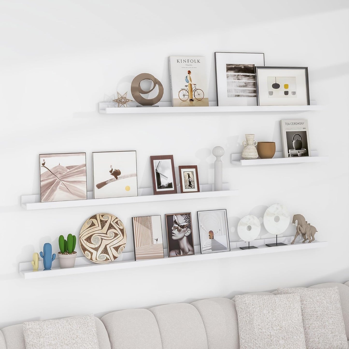 ShelfLoft 4.7 Inch Deep Solid Ash Wood Picture Ledge Floating Shelves, Set of 2