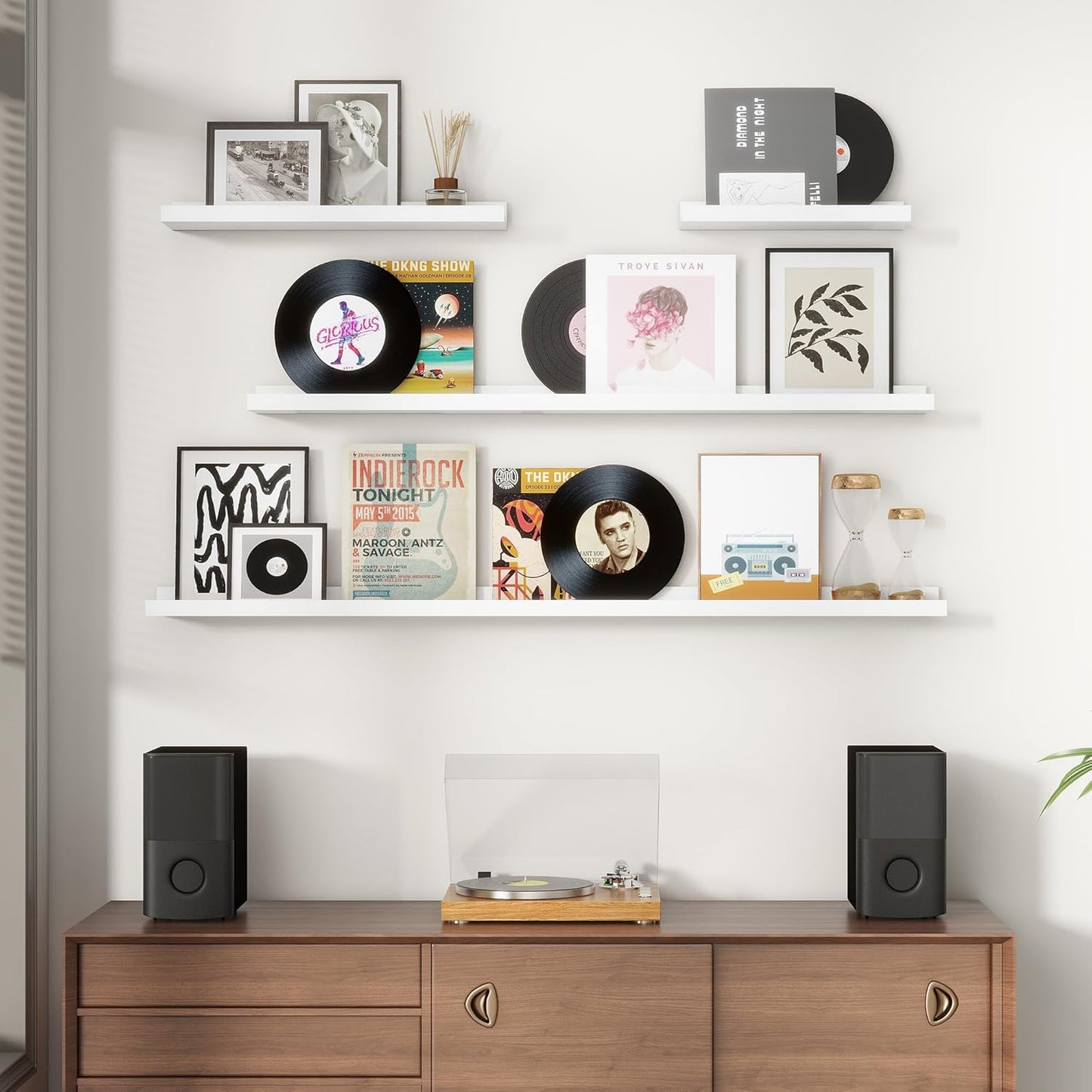 ShelfLoft 36"W x 5.5"D White Pine Wood Picture Ledge Shelf Nursery Bookshelf for Kids' Room, 3 Pack