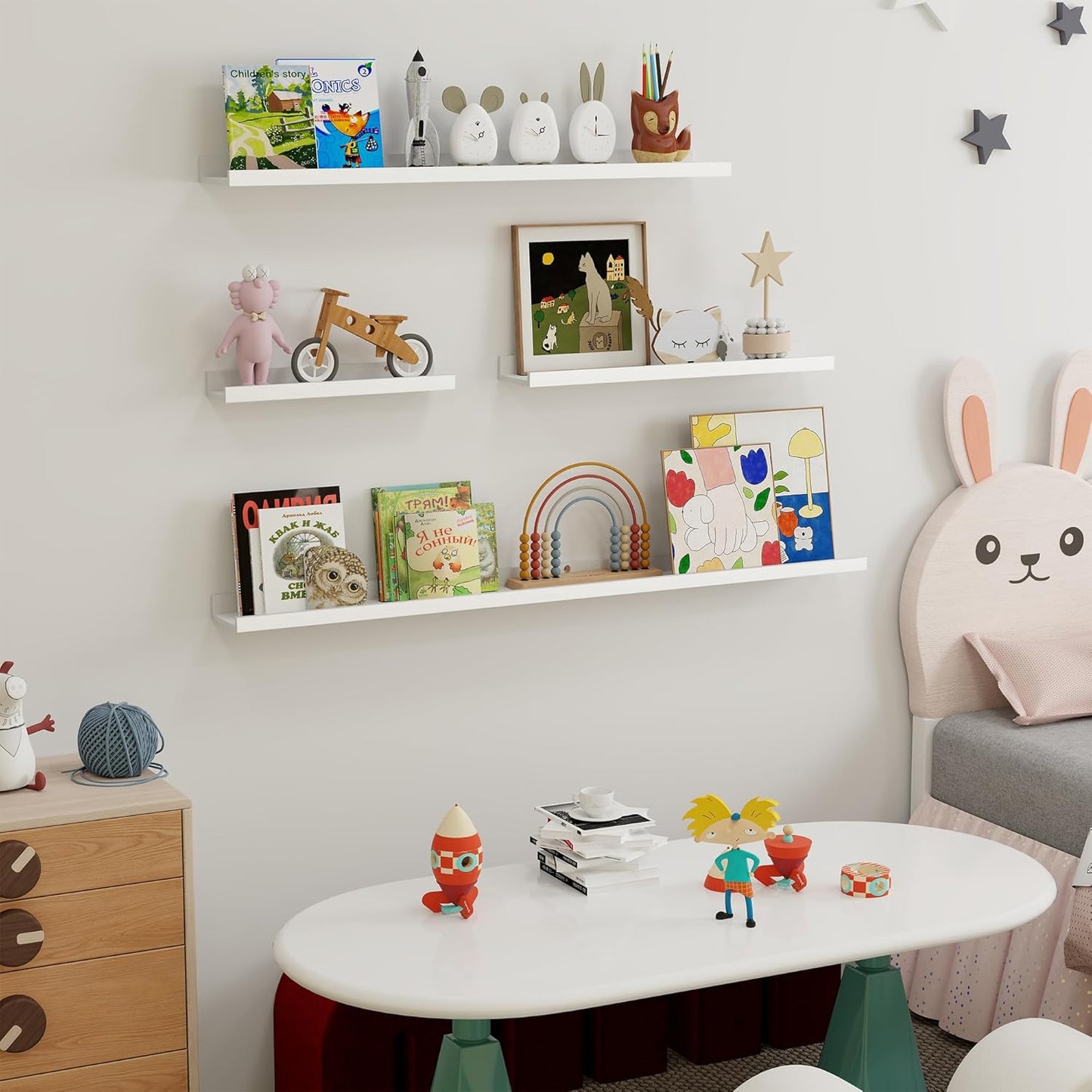 Shelfloft 5.5 Inch Deep Picture Ledge Shelf Floating Wall Display Shelves,Set of 6