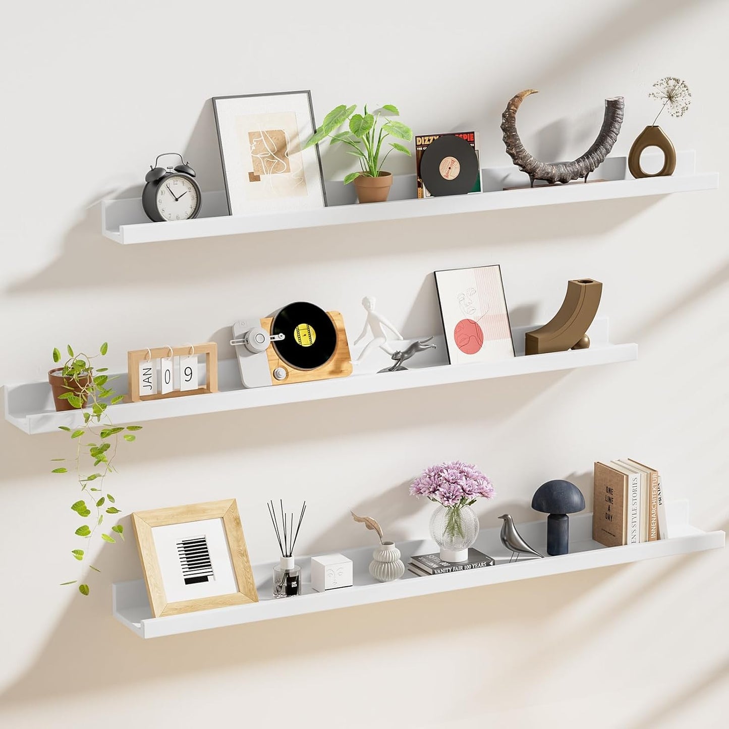 ShelfLoft 5.7 Inch Deep Picture Ledge Shelf Floating Shelves Set of 3