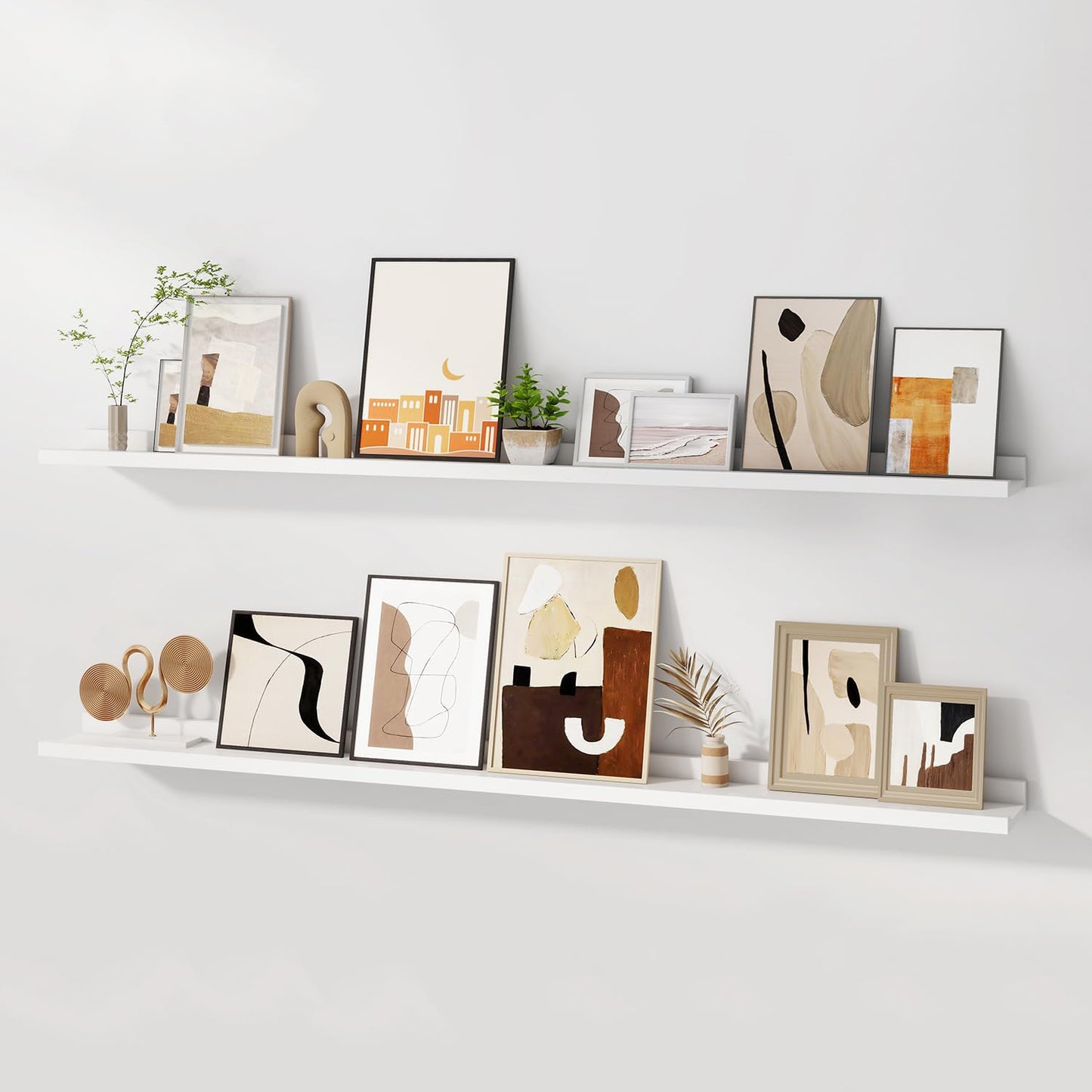 ShelfLoft 55" Wide x 3.5" Deep Picture Ledge Shelf Wall Display Long Floating Shelves, 2 Pack