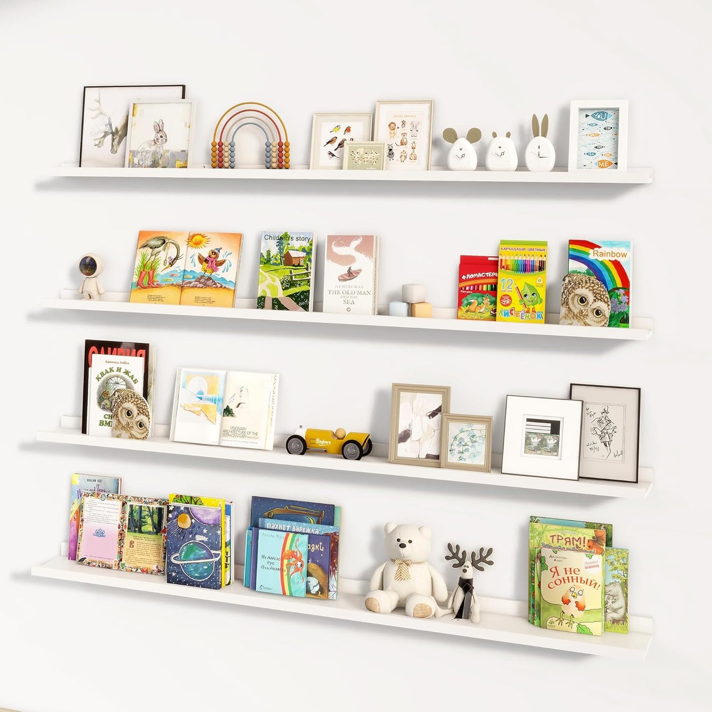 ShelfLoft 6.25 Inch Deep Picture Ledge Floating Shelves for Wall Storage,Set of 4