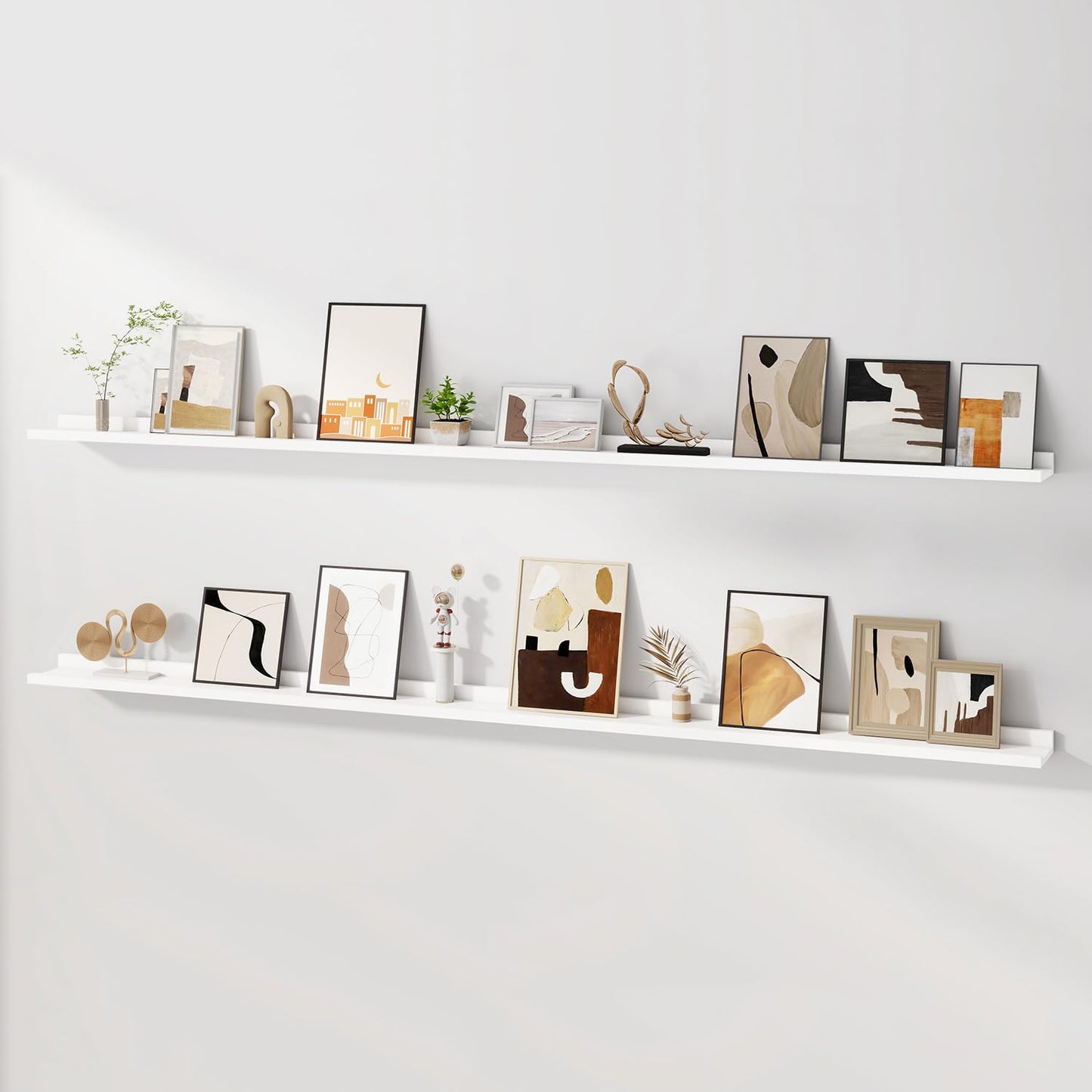 ShelfLoft 84" Wide x 3.5" Deep Picture Ledge Shelf Wall Display Long Floating Shelves, 2 Pack