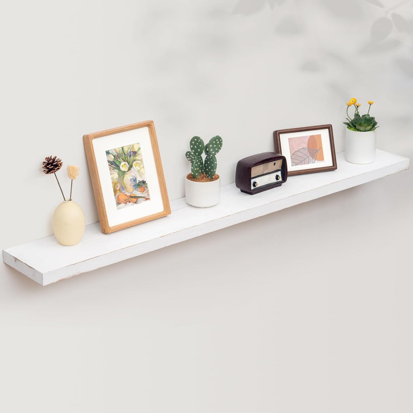 ShelfLoft 55" Wide x 8" Deep Rustic Solid Elm Wood Wall Shelves for Storage, 1 Pack