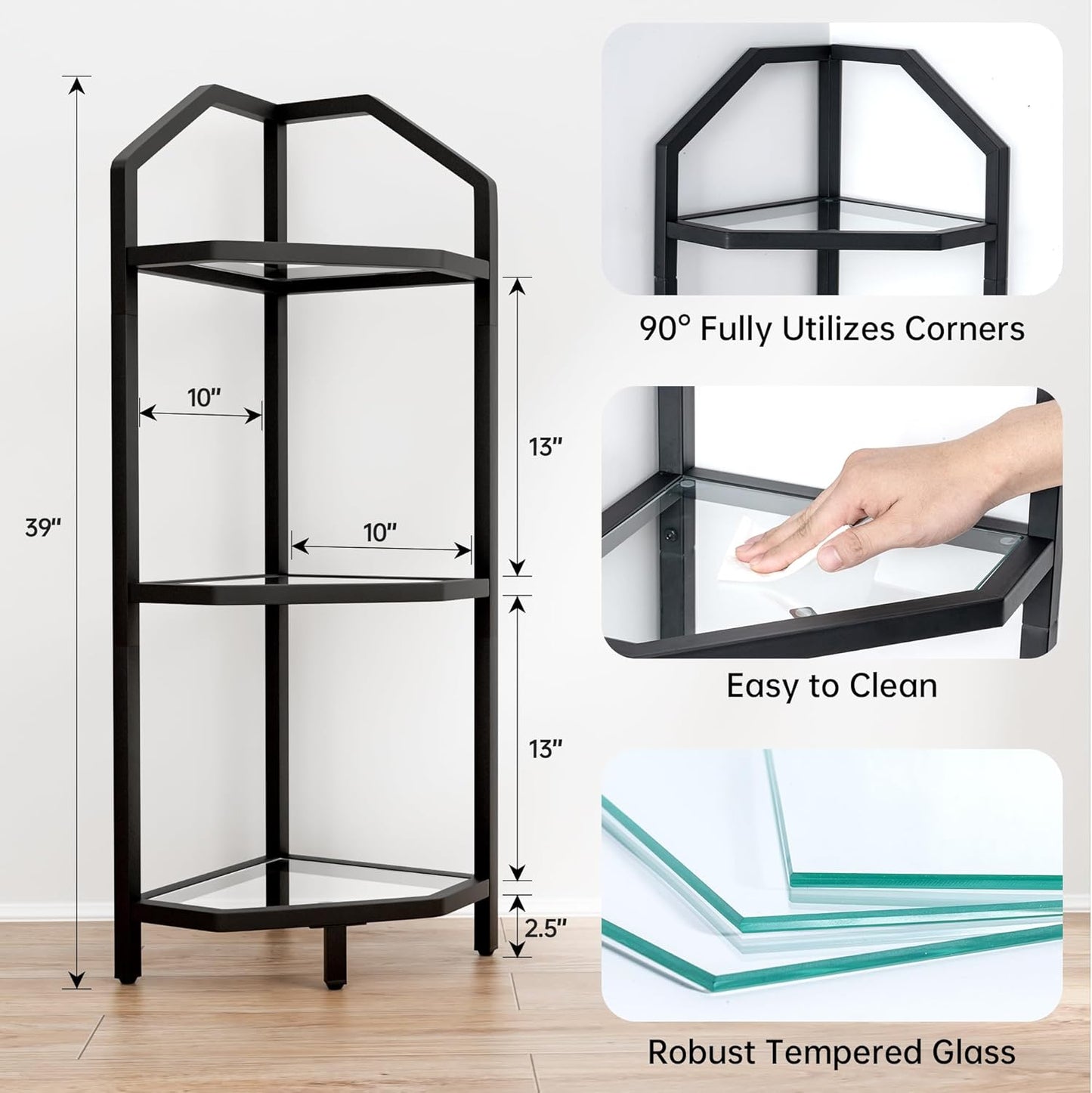 ShelfLoft 3-5 Tier 40”-70” Corner Storage Bookshelf Plant Stand