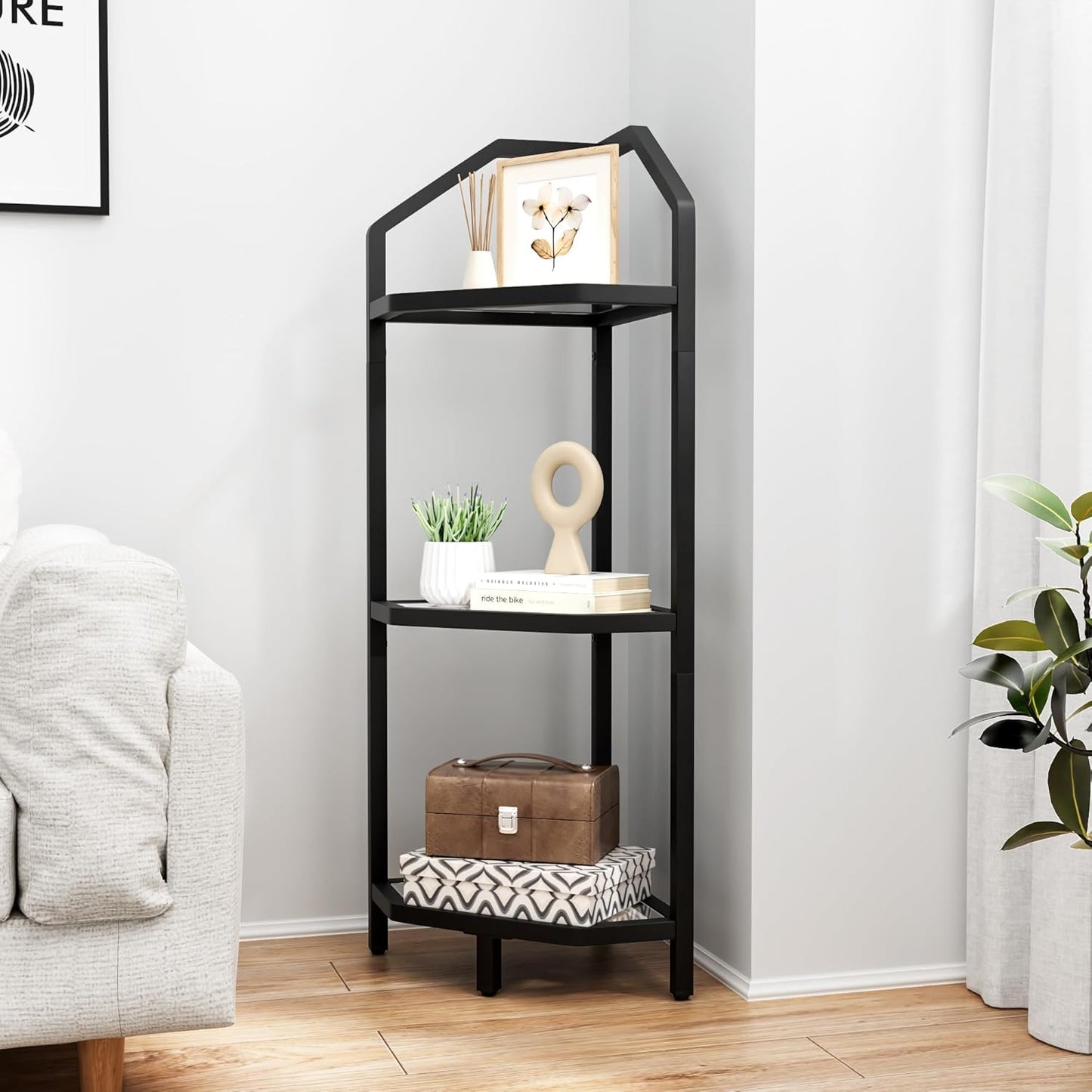 ShelfLoft 3-5 Tier 40”-70” Corner Storage Bookshelf Plant Stand