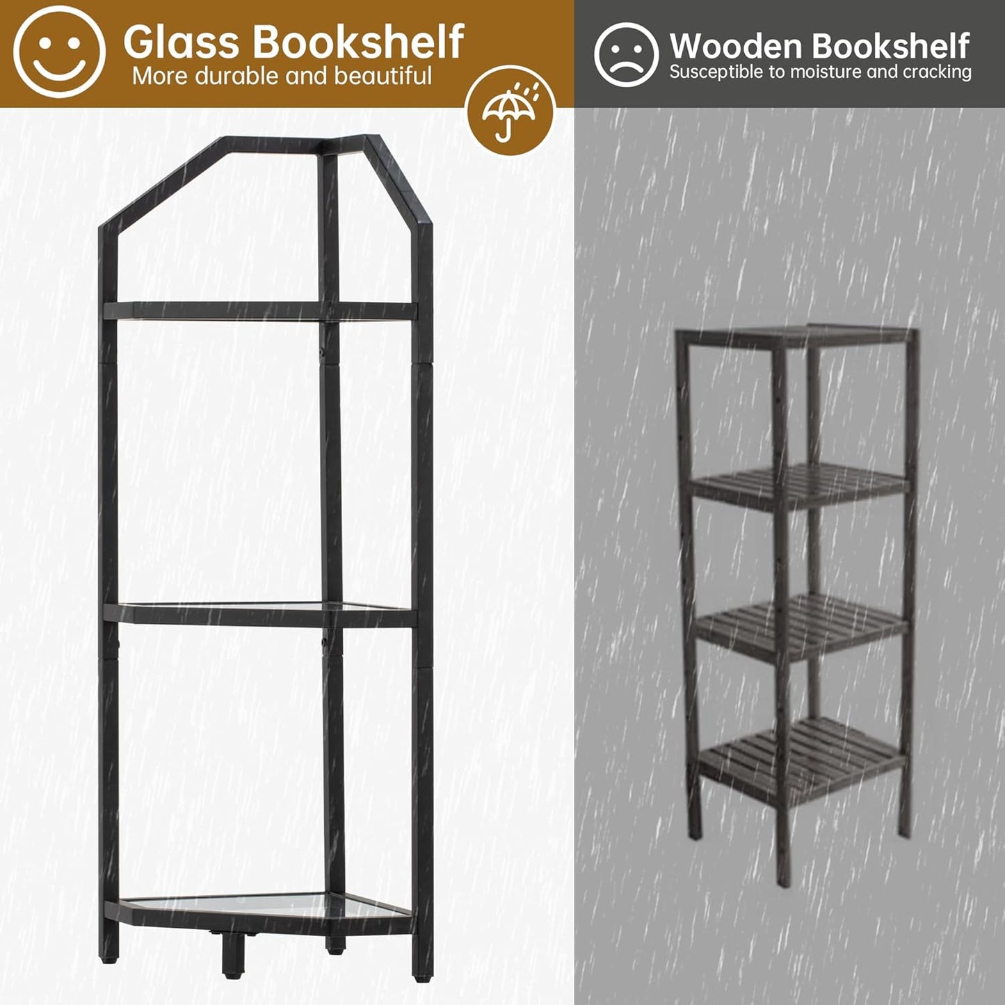 ShelfLoft 3-5 Tier 40”-70” Corner Storage Bookshelf Plant Stand