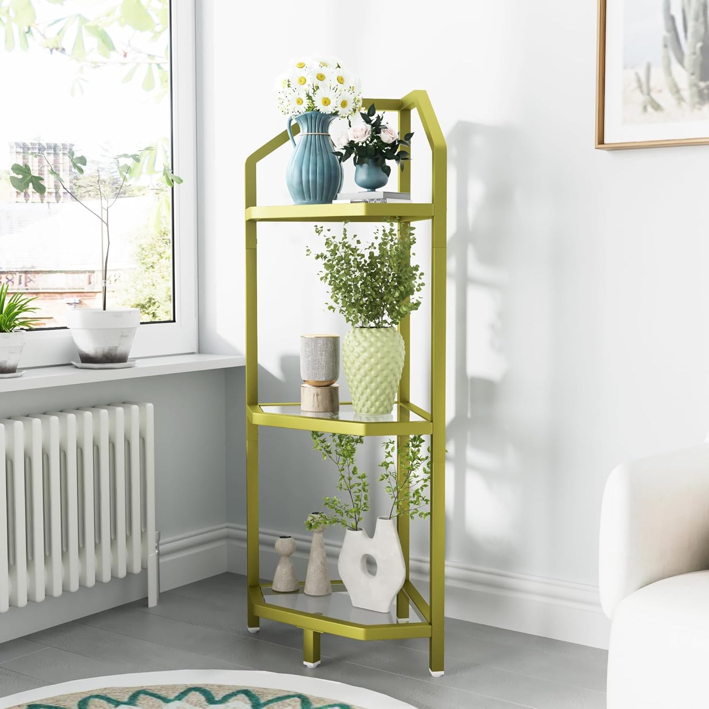 ShelfLoft 3-5 Tier 40”-70” Corner Storage Bookshelf Plant Stand