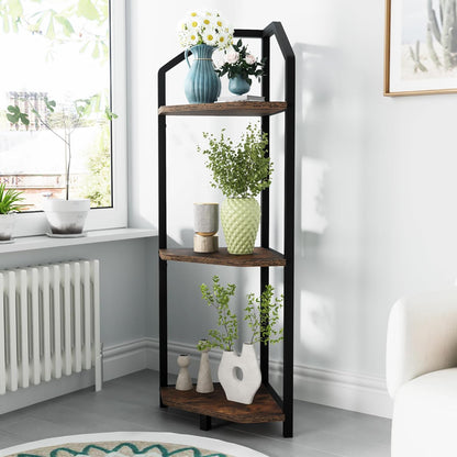 ShelfLoft 3-5 Tier 40”-70” Corner Storage Bookshelf Plant Stand