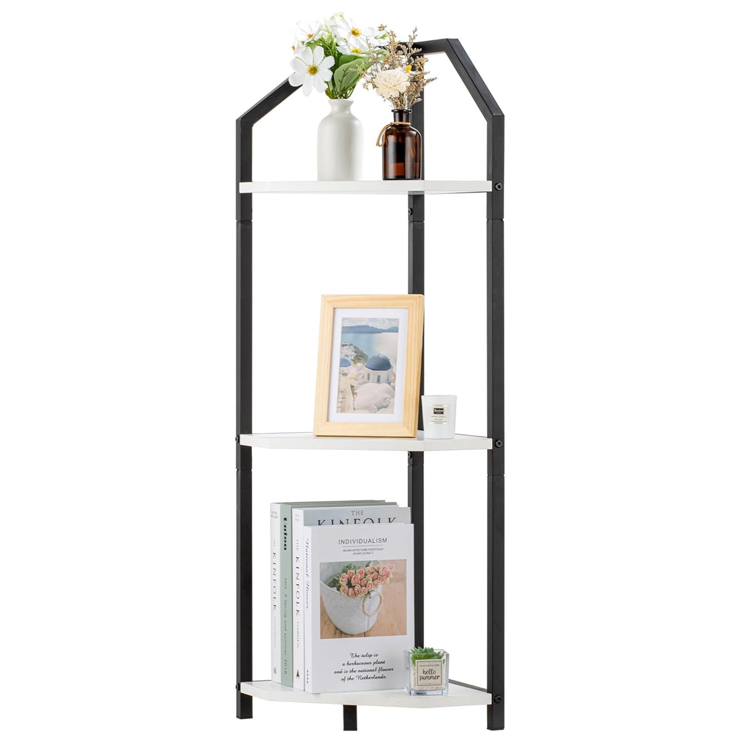 ShelfLoft 3-5 Tier 40”-70” Corner Storage Bookshelf Plant Stand