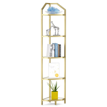 ShelfLoft 3-5 Tier 40”-70” Corner Storage Bookshelf Plant Stand