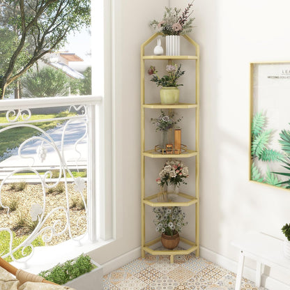 ShelfLoft 3-5 Tier 40”-70” Corner Storage Bookshelf Plant Stand