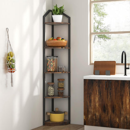 ShelfLoft 3-5 Tier 40”-70” Corner Storage Bookshelf Plant Stand