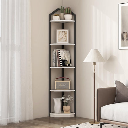 ShelfLoft 3-5 Tier 40”-70” Corner Storage Bookshelf Plant Stand