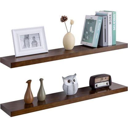 ShelfLoft 8"D x 1.4"H American Walnut Usa-sourced Pine Wood Farmhouse Floating Shelves