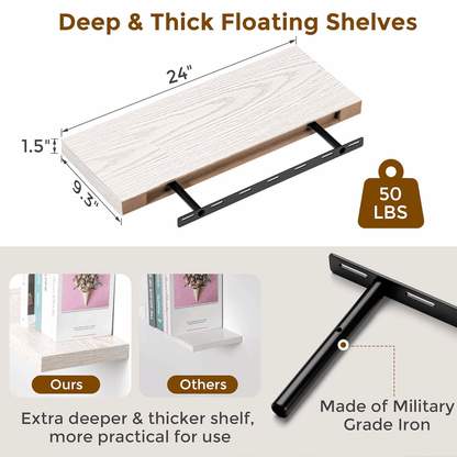 ShelfLoft 9.3 Inch Deep Floating Shelves for Wall Display&Storage