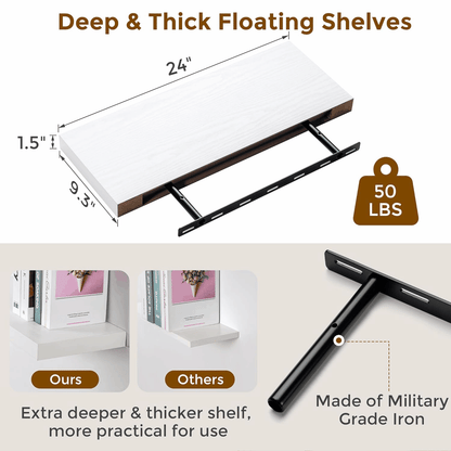 ShelfLoft 9.3 Inch Deep Floating Shelves for Wall Display&Storage