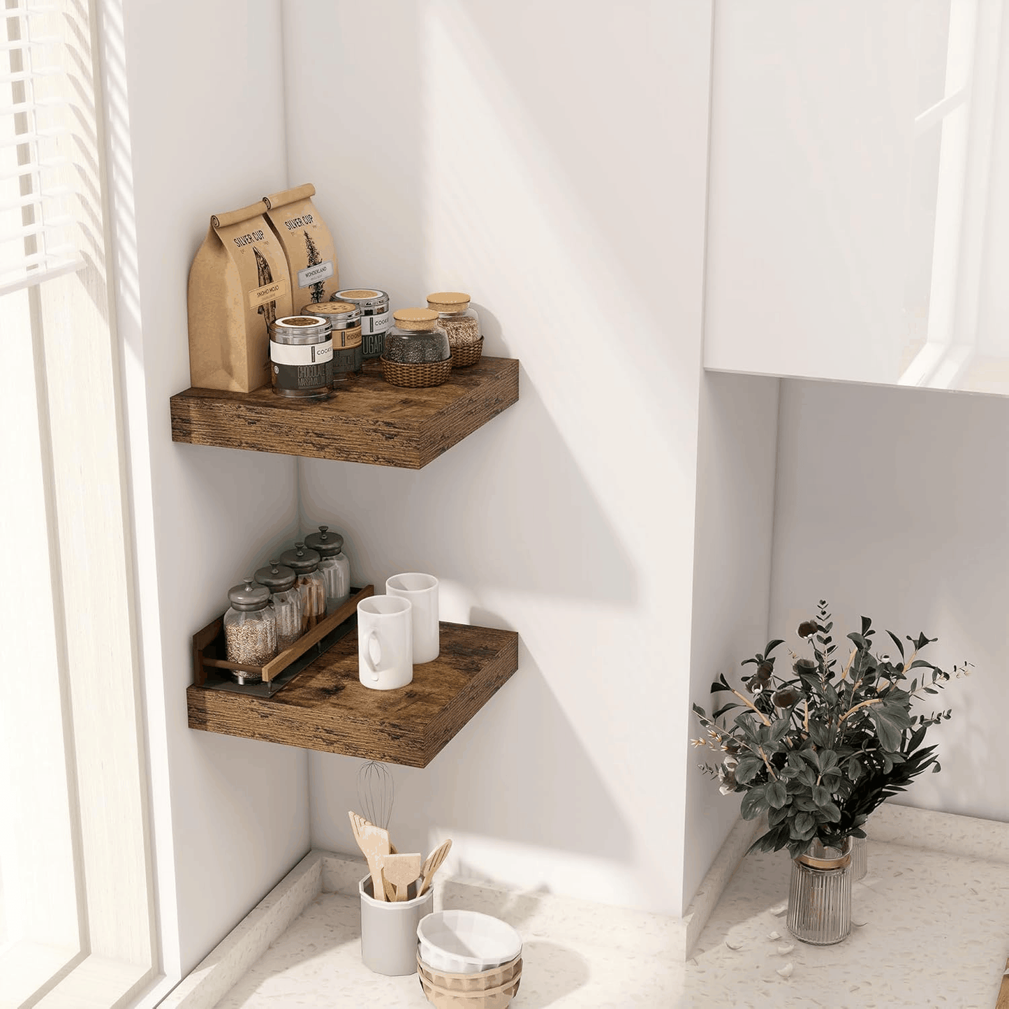 ShelfLoft 12 Inch Deep Rustic Wood Floating Shelves for Wall Decor & Storage