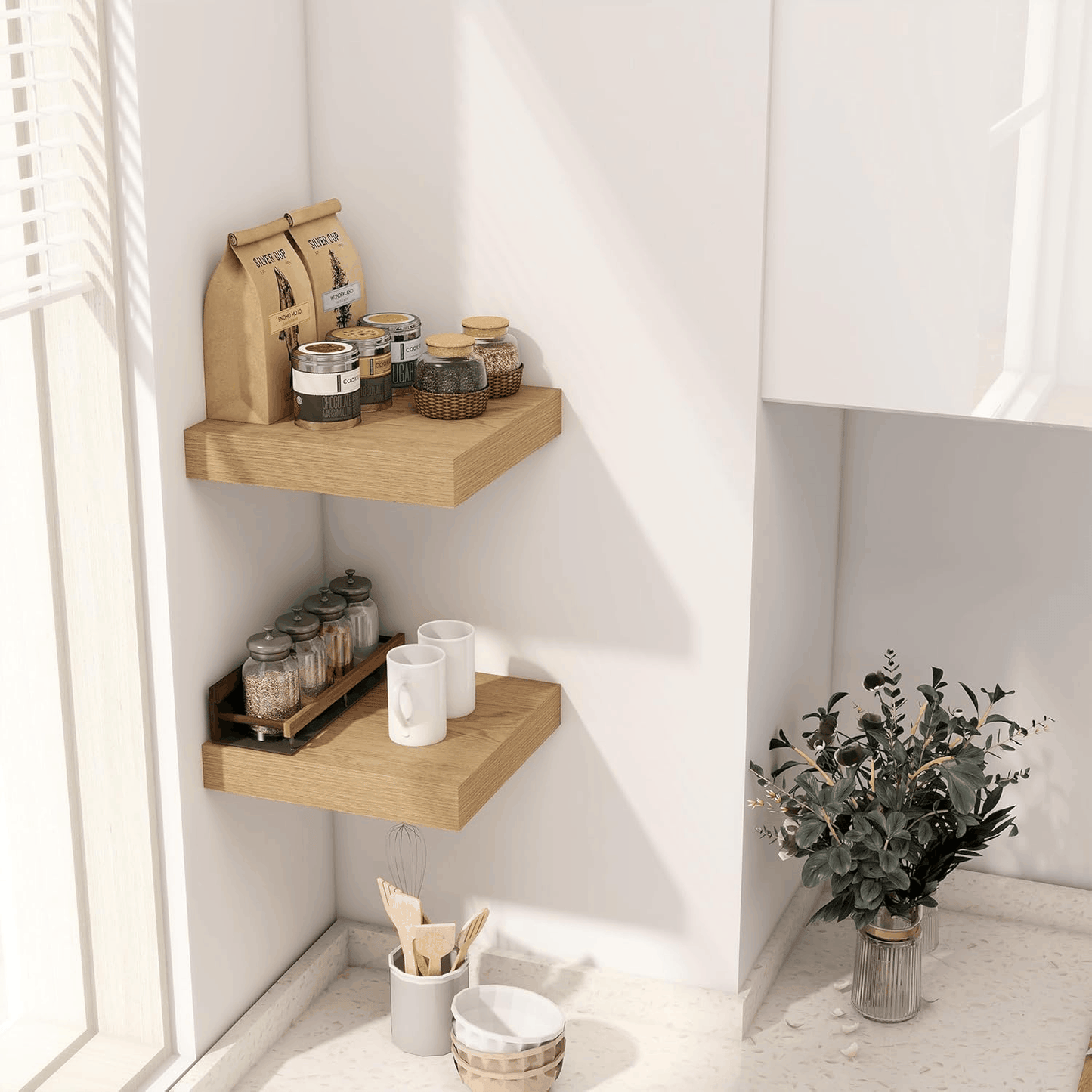 ShelfLoft 12 Inch Deep Rustic Wood Floating Shelves for Wall Decor & Storage