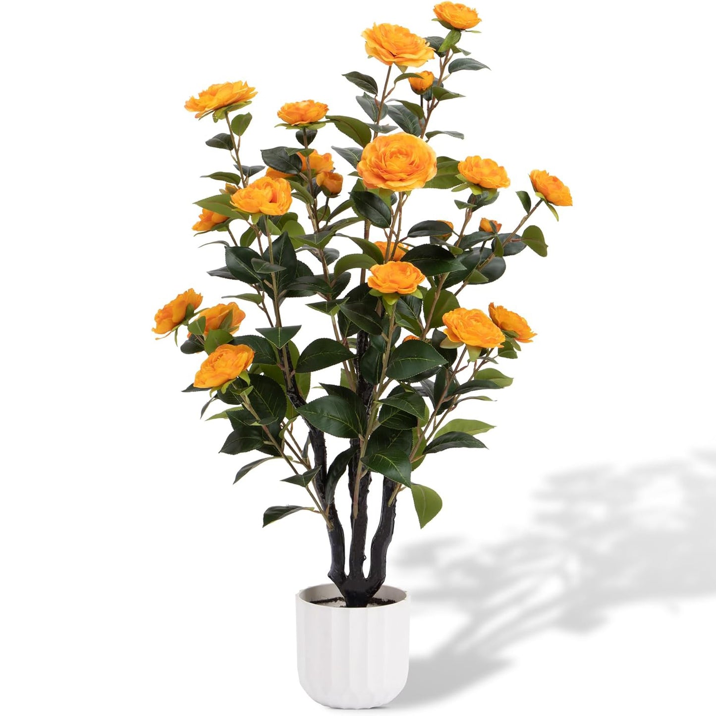 ShelfLoft 38'' Artificial Tree 24-Flowers Faux Camellia Plants for Home Decor