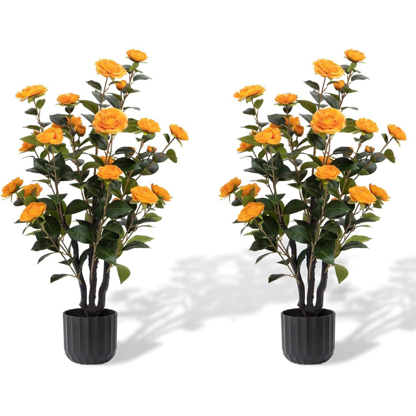 ShelfLoft 38'' Artificial Tree 24-Flowers Faux Camellia Plants for Home Decor