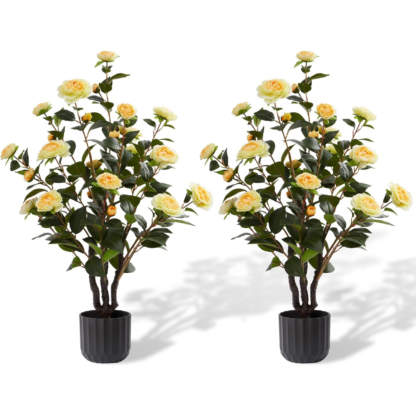 ShelfLoft 38'' Artificial Tree 24-Flowers Faux Camellia Plants for Home Decor