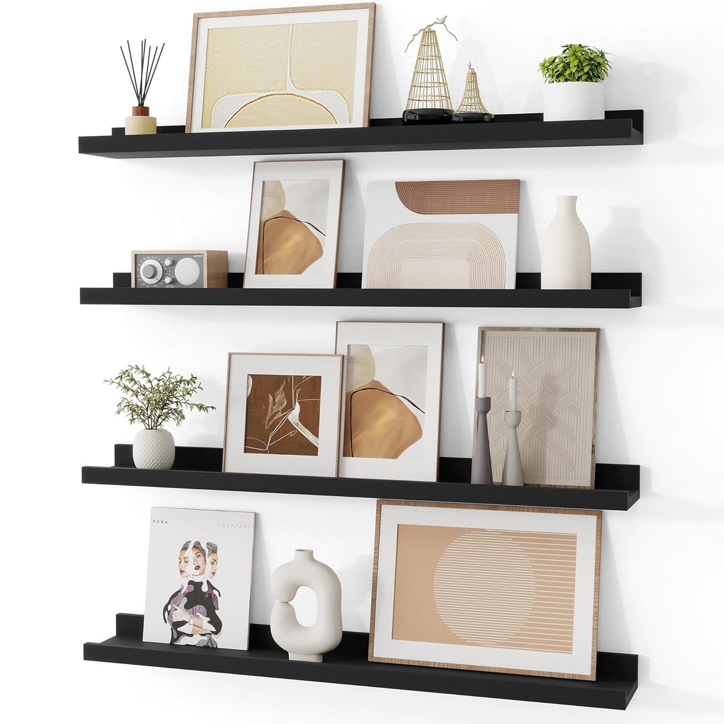 ShelfLoft 4.7 Inch Deep Floating Wall Shelves Picture Ledge Shelf,4 Pack