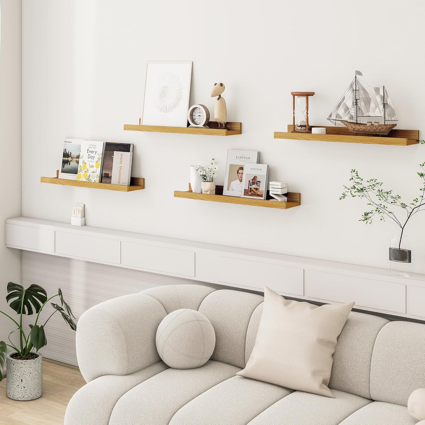 ShelfLoft 4.7 Inch Deep Floating Wall Shelves Picture Ledge Shelf,4 Pack