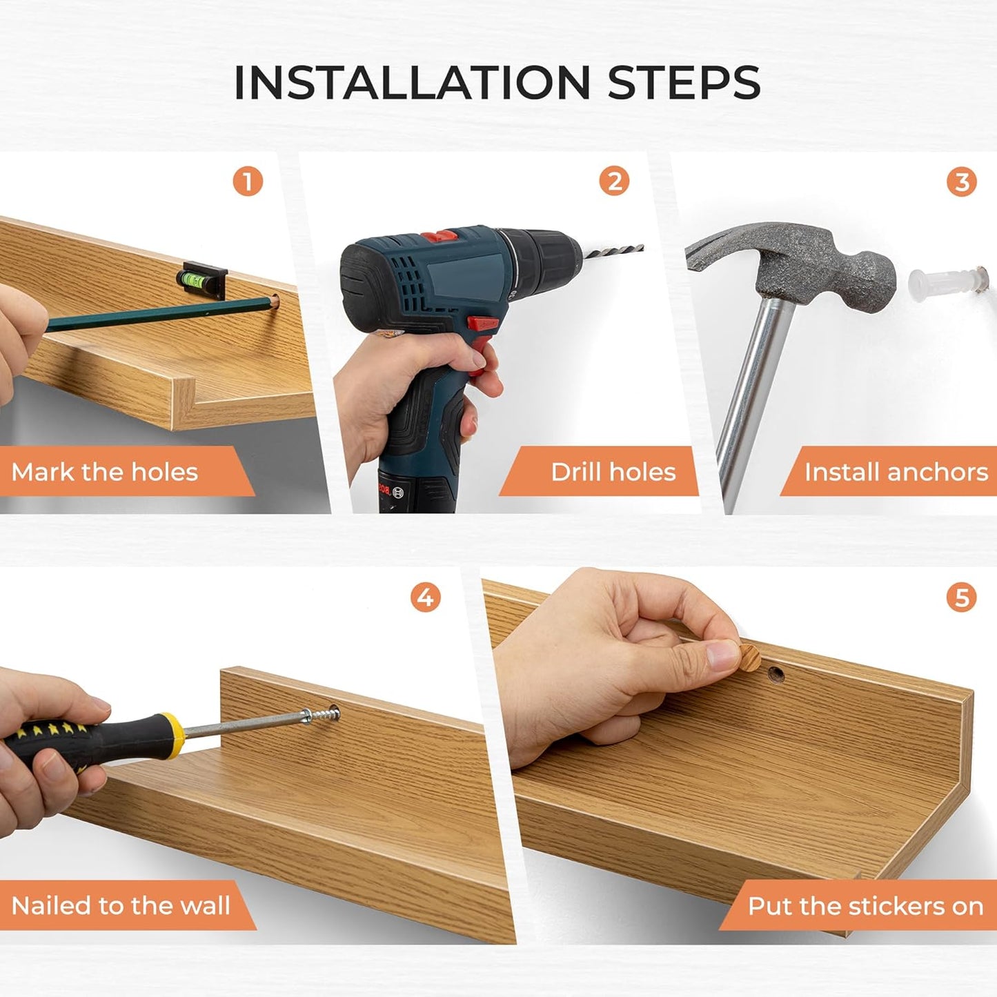 ShelfLoft 4.7 Inch Deep Floating Wall Shelves Picture Ledge Shelf,4 Pack