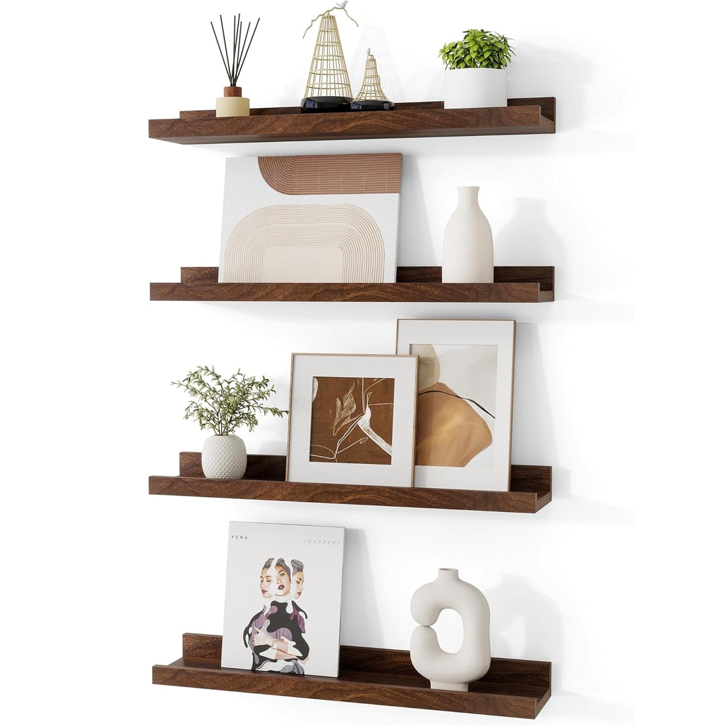 ShelfLoft 4.7 Inch Deep Floating Wall Shelves Picture Ledge Shelf,4 Pack