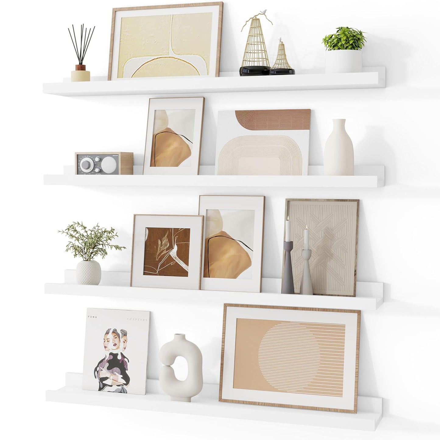 ShelfLoft 4.7 Inch Deep Floating Wall Shelves Picture Ledge Shelf,4 Pack