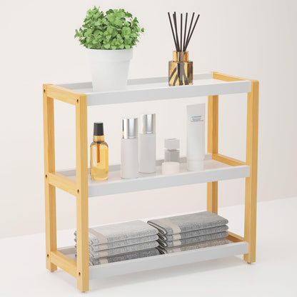 ShelfLoft 3 Tier Bathroom Organizer Bamboo Storage Shelf for Makeup, Skincare, Spices