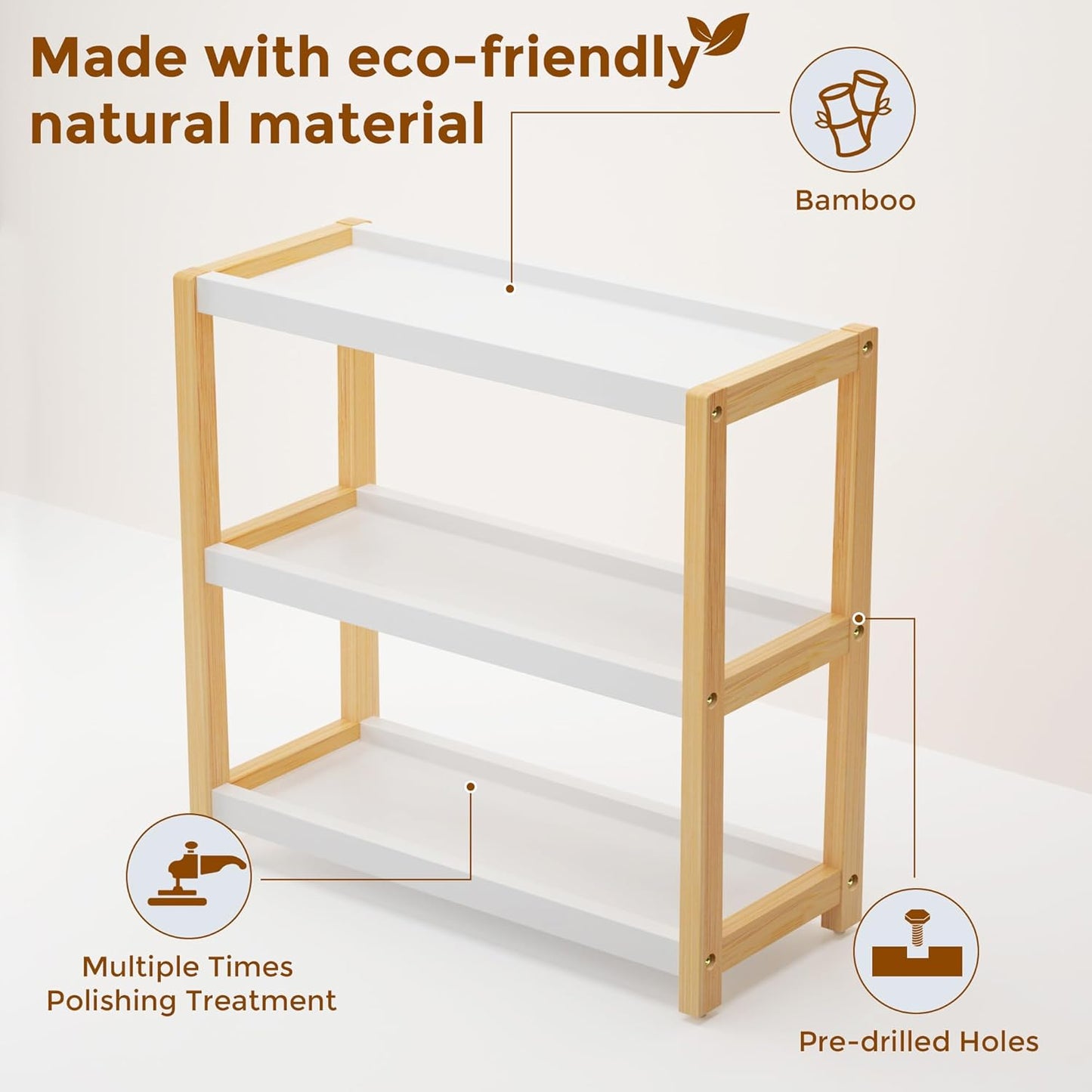 ShelfLoft 3 Tier Bathroom Organizer Bamboo Storage Shelf for Makeup, Skincare, Spices