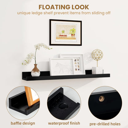 ShelfLoft 5.5 Inch Deep Picture Ledge Shelf Wall Display Floating Shelves with Lip