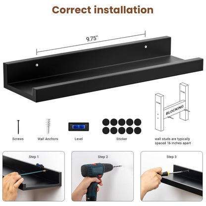 ShelfLoft 5.7 Inch Deep Picture Ledge Shelf Floating Shelves Set of 3