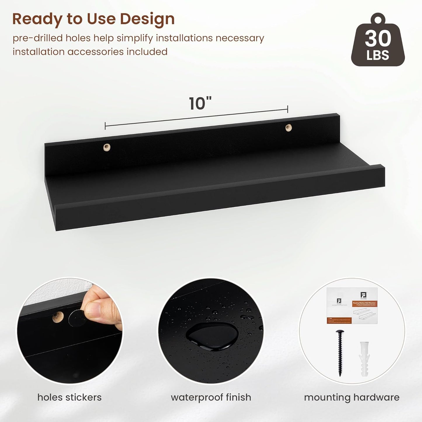 ShelfLoft 5.5 Inch Deep Picture Ledge Shelf Wall Display Floating Shelves with Lip