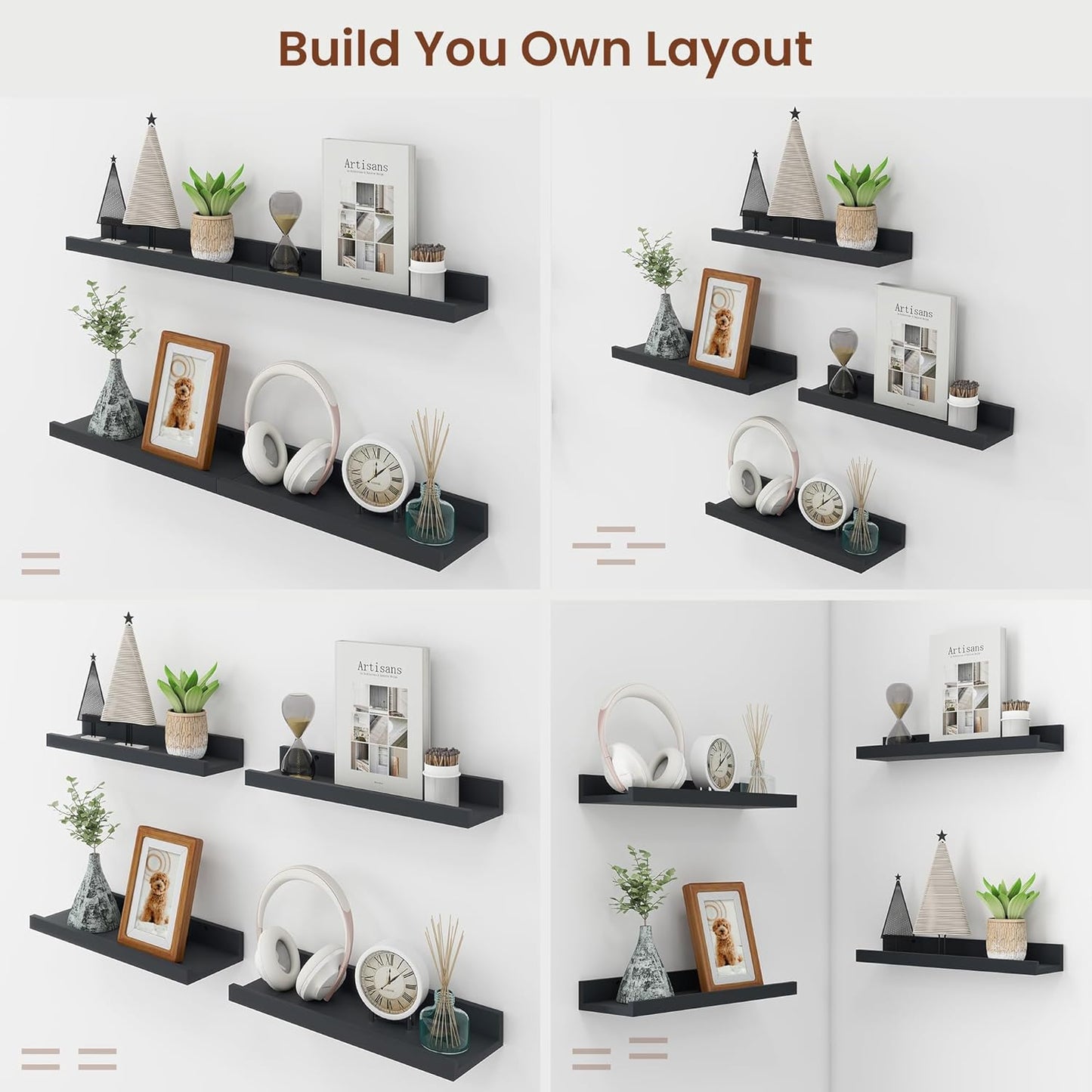 ShelfLoft 5.5 Inch Deep Picture Ledge Shelf Wall Display Floating Shelves with Lip